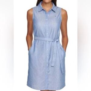 Tommy Hilfiger Light Bluer Polka Dot Cotton Sleeveless Dress